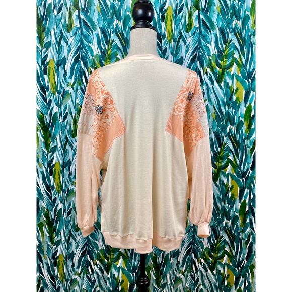 NWT Free People Cream Orange Feelin It Tee Alabaster Combo Top  Floral Eyelet S - Picture 5 of 10